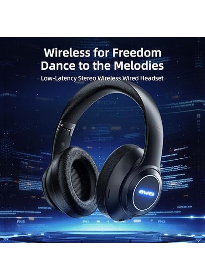 Awei A200BL Wireless Stereo Headphone - Use Bluetooth Or AUX Connection -Superior Bass Sound - Black - Image 1